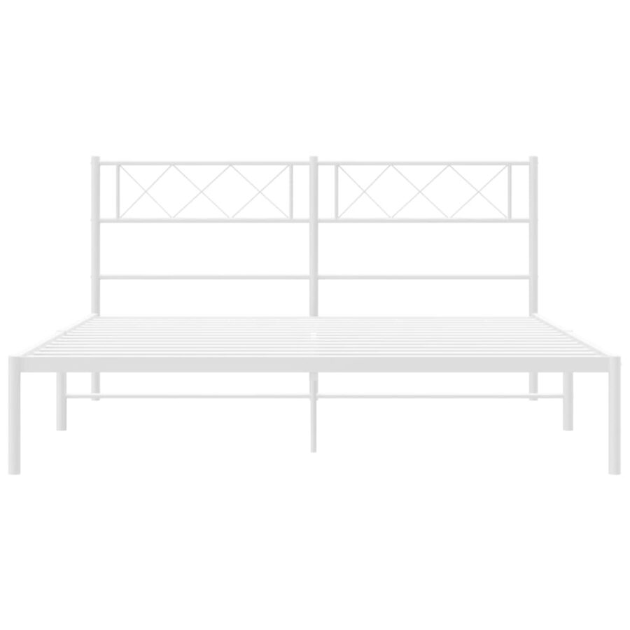 Bedframe met hoofdbord metaal wit 140x200 cm - Afbeelding 5