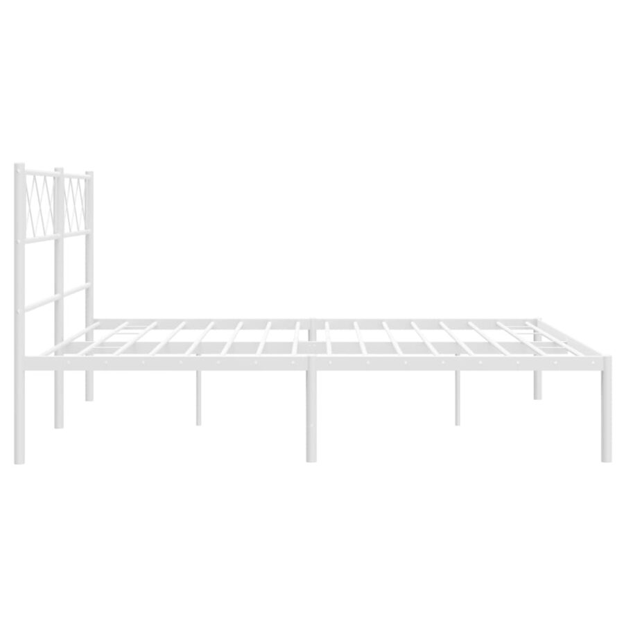 Bedframe met hoofdbord metaal wit 140x200 cm - Afbeelding 6