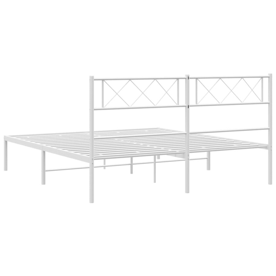 Bedframe met hoofdbord metaal wit 140x200 cm - Afbeelding 7