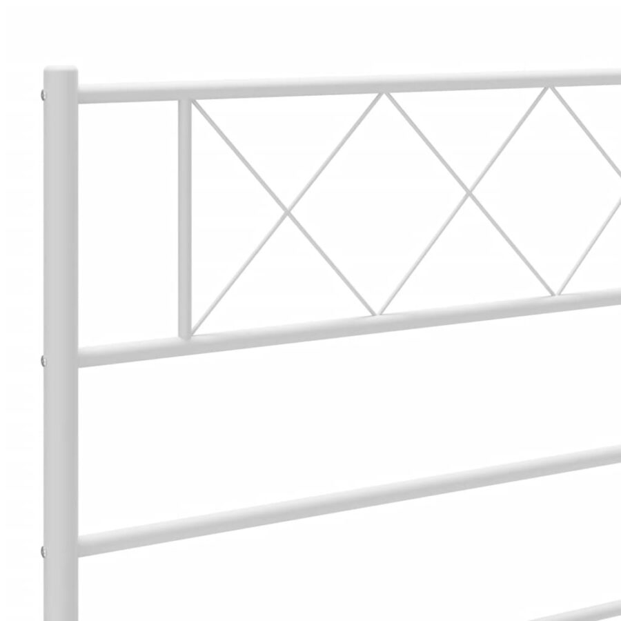 Bedframe met hoofdbord metaal wit 140x200 cm - Afbeelding 8