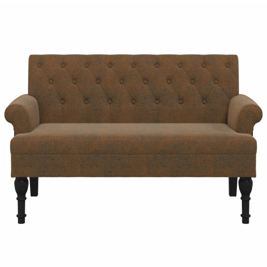 Bankje met rugleuning 120x62x75,5 cm kunstsuèdeleer bruin - Afbeelding 3