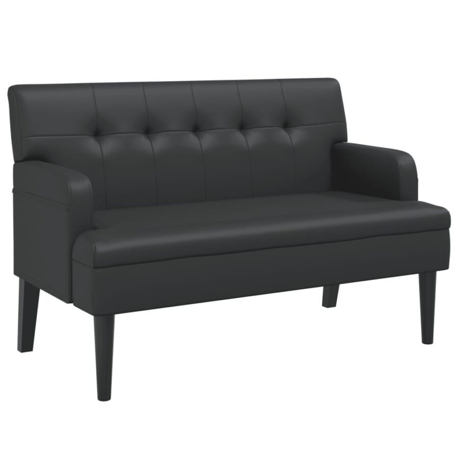 Bankje met rugleuning 112x65,5x75 cm kunstleer zwart - Afbeelding 2