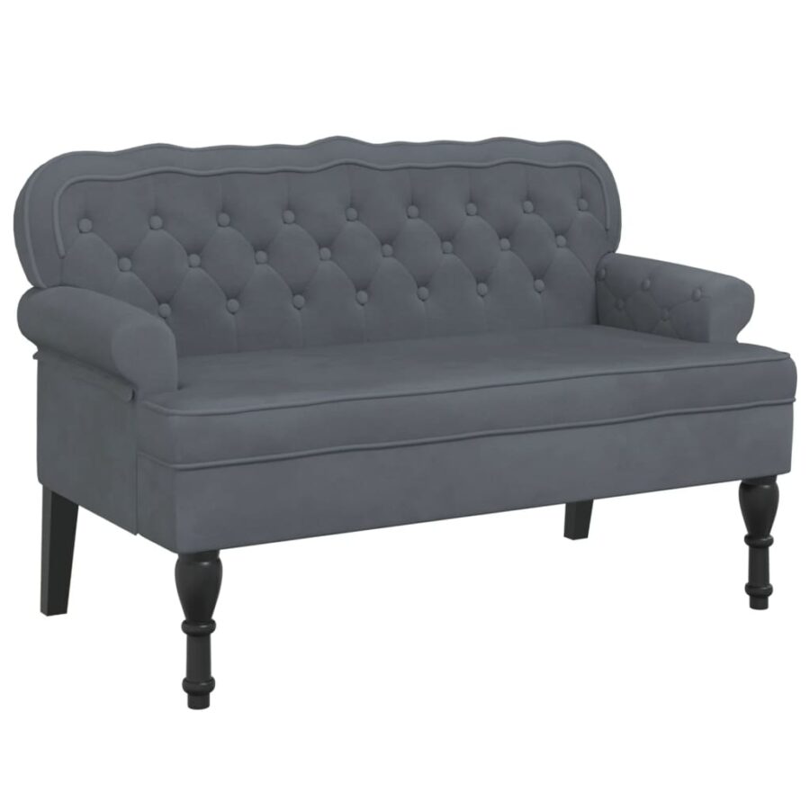 Bankje met rugleuning 119,5x64,5x75 cm fluweel donkergrijs - Afbeelding 2