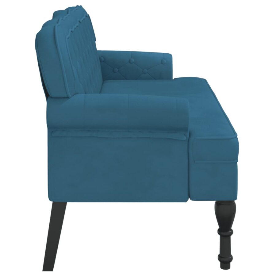 Bankje met rugleuning 119,5x64,5x75 cm fluweel blauw - Afbeelding 4