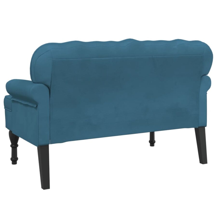 Bankje met rugleuning 119,5x64,5x75 cm fluweel blauw - Afbeelding 5