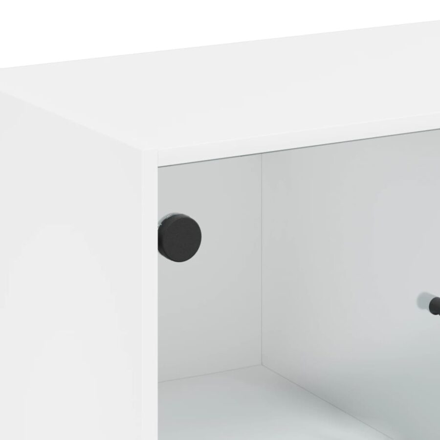 Bijzetkast met glazen deuren 68x37x75,5 cm wit - Afbeelding 9