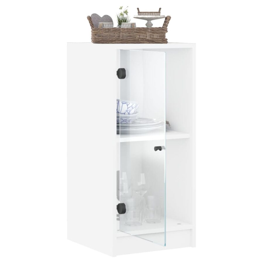Bijzetkast met glazen deuren 35x37x75,5 cm wit - Afbeelding 5