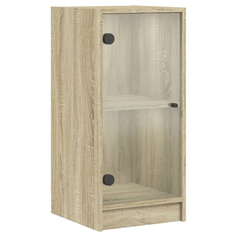Bijzetkast met glazen deuren 35x37x75,5 cm sonoma eikenkleurig - Afbeelding 2