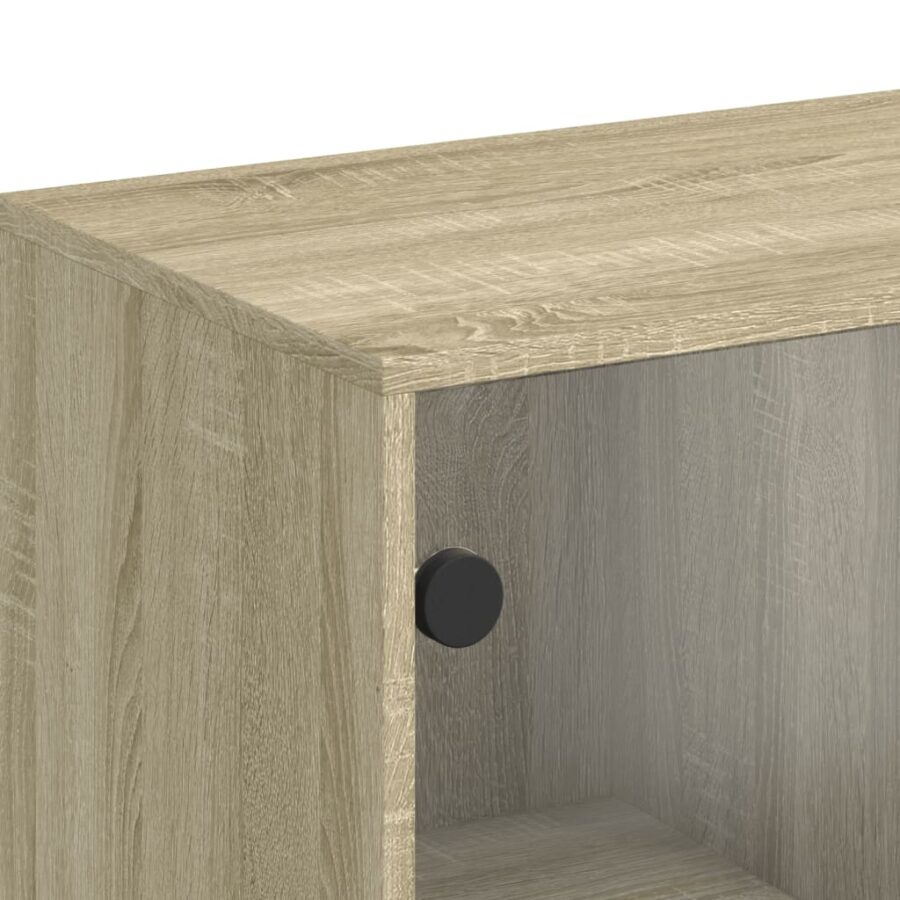 Bijzetkast met glazen deuren 69x37x100 cm sonoma eikenkleurig - Afbeelding 9