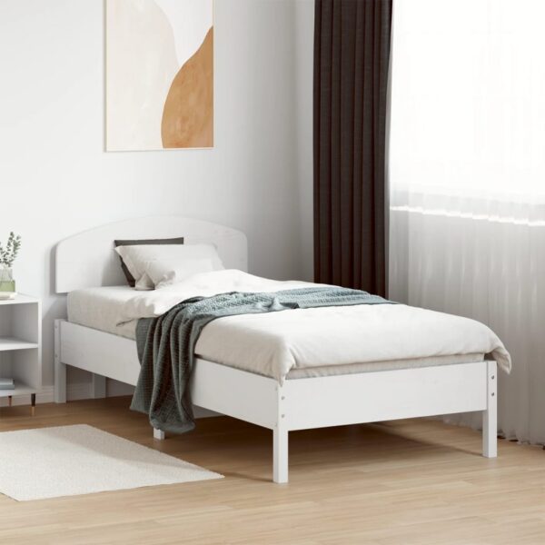 Bedframe zonder matras massief grenenhout wit 90x190 cm