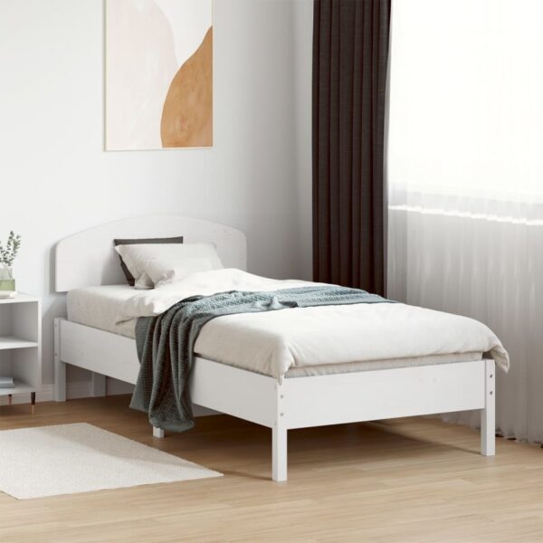 Bedframe zonder matras massief grenenhout wit 75x190 cm