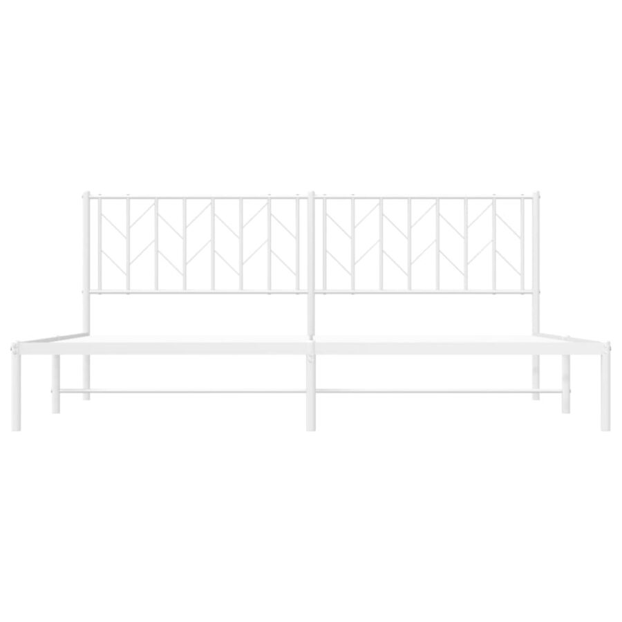 Bedframe met hoofdbord metaal wit 193x203 cm - Afbeelding 5