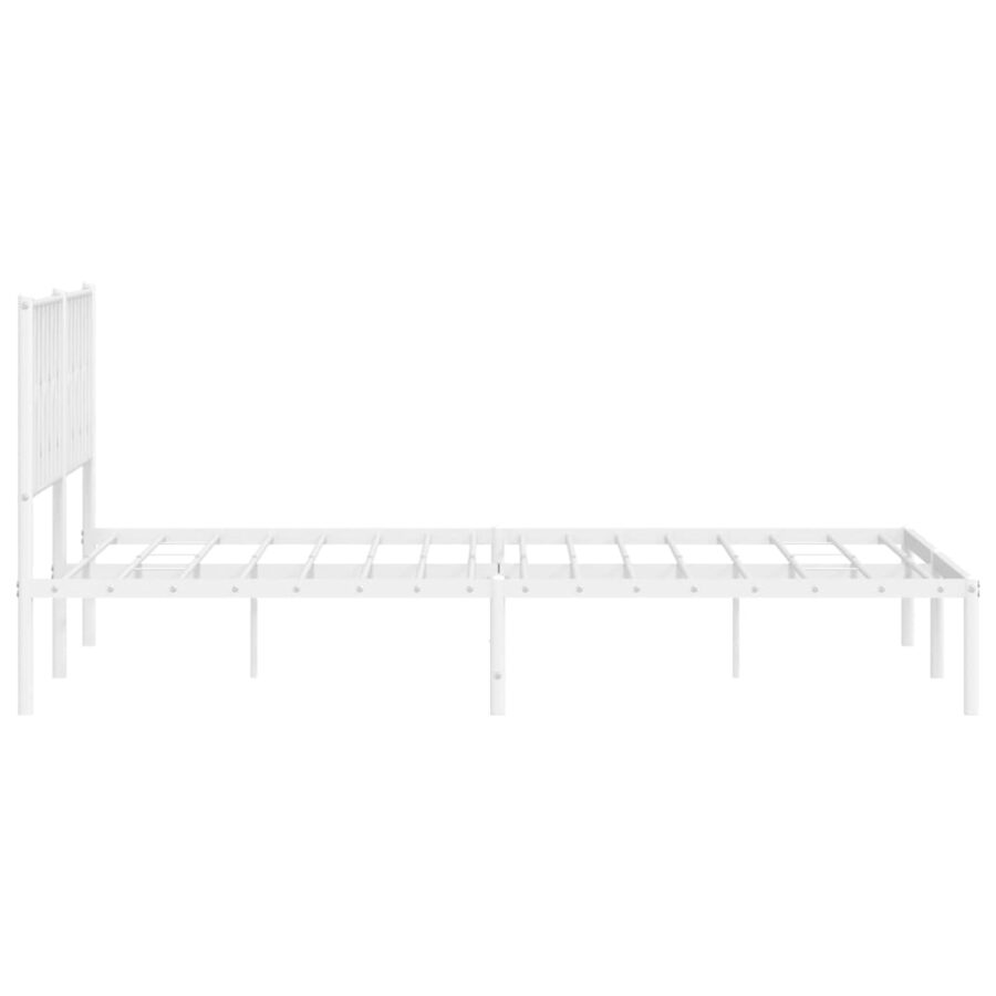 Bedframe met hoofdbord metaal wit 193x203 cm - Afbeelding 6