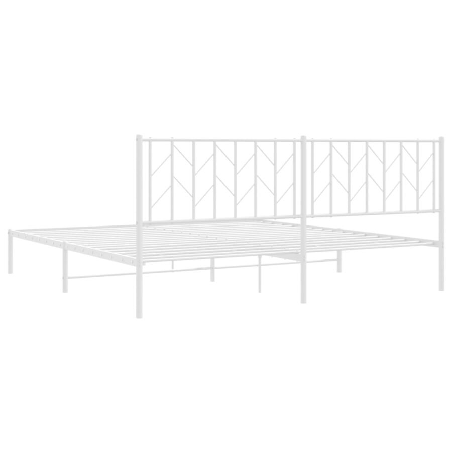 Bedframe met hoofdbord metaal wit 193x203 cm - Afbeelding 7