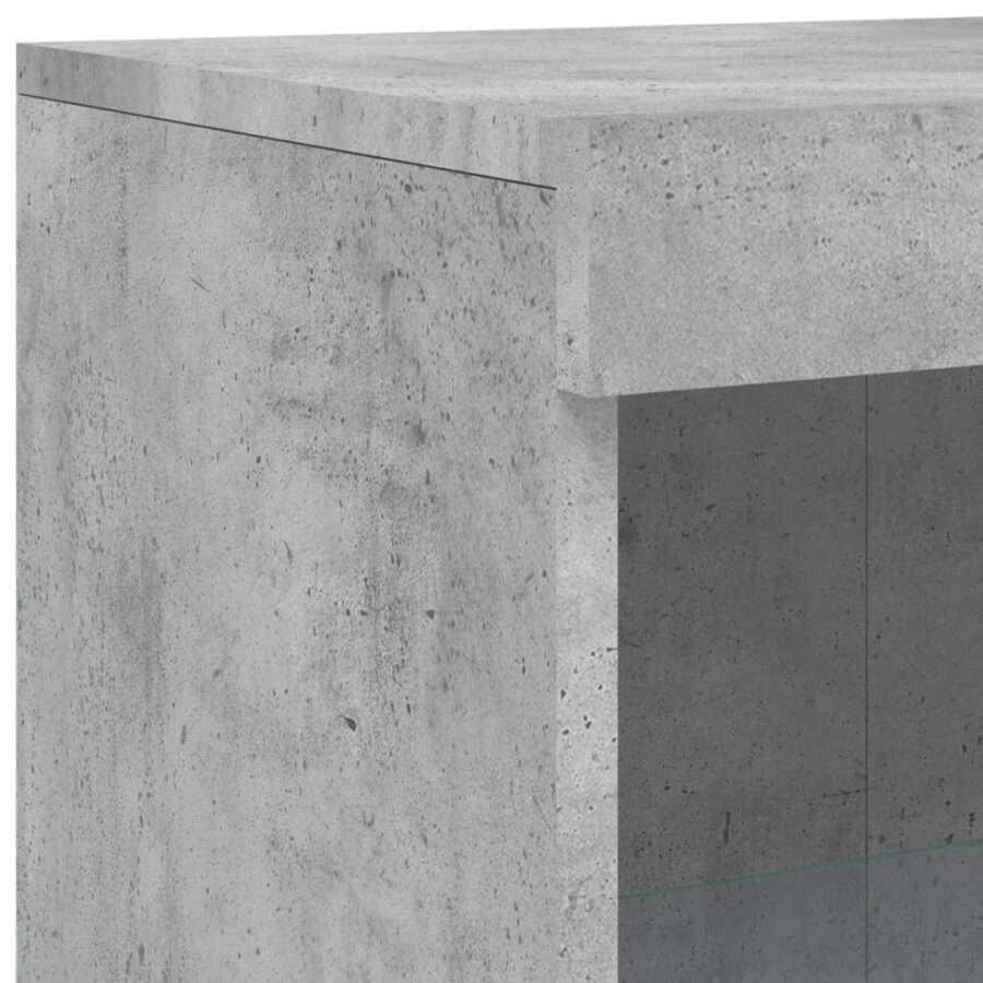 Bijzetkast met LED-verlichting bewerkt hout betongrijs - Afbeelding 11