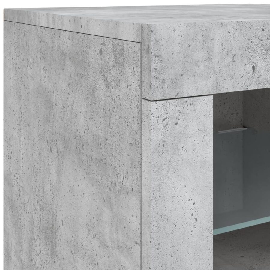 Bijzetkast met LED-verlichting bewerkt hout betongrijs - Afbeelding 11