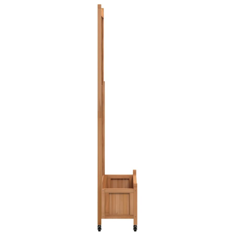 Plantenbak met latwerk en wielen massief vurenhout bruin - Afbeelding 5