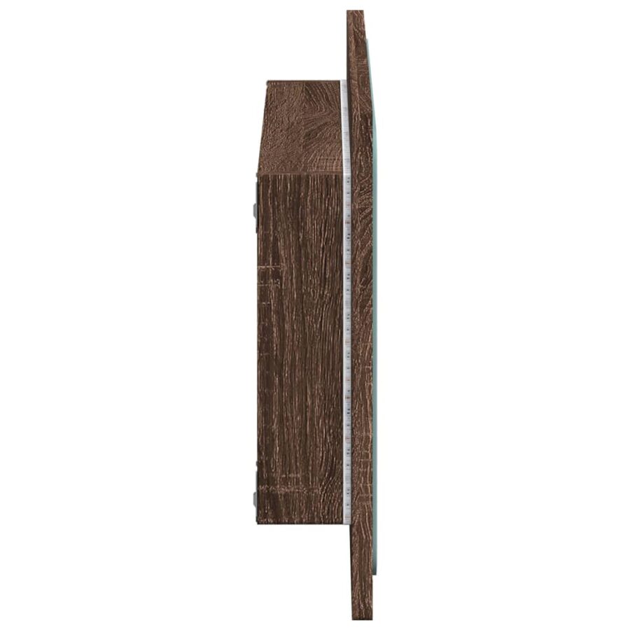 Badkamerspiegel met LED 60x8,5x38 cm bewerkt hout bruin eiken - Afbeelding 7