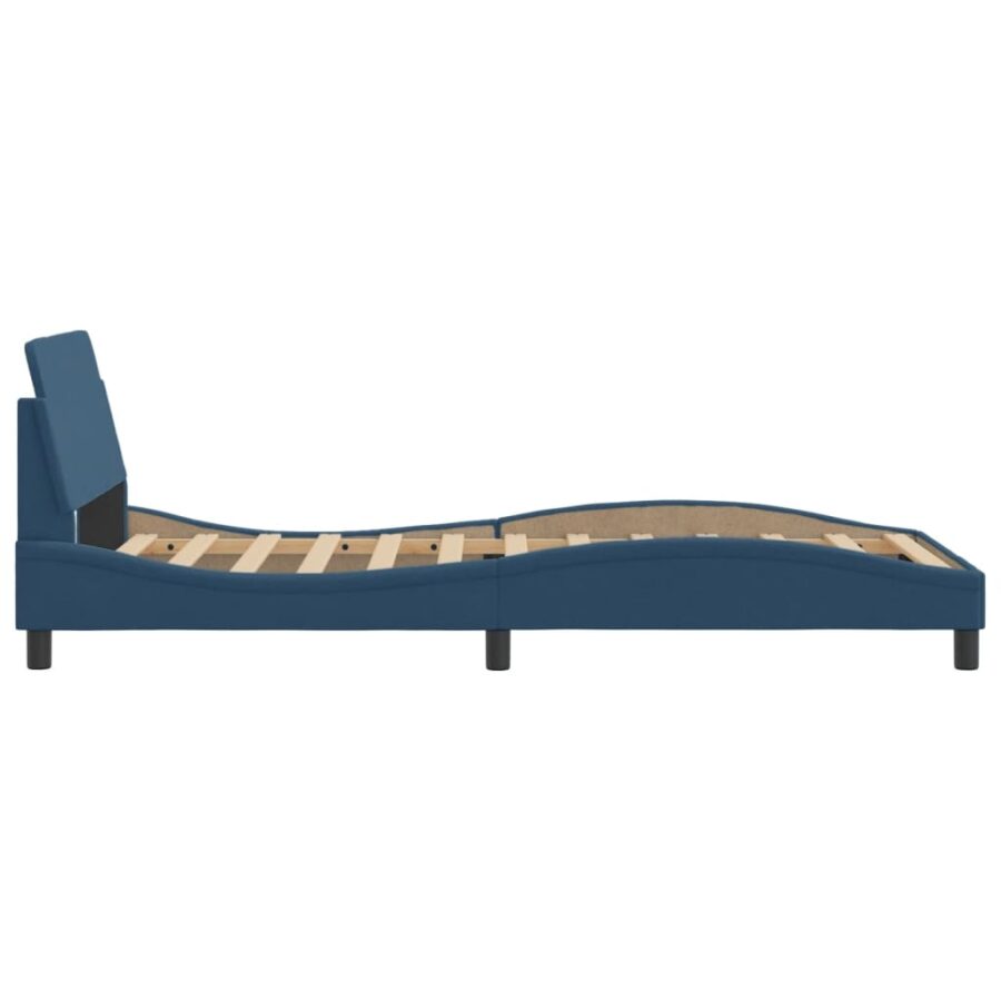 Bedframe met hoofdeinde zonder matras 100x200 cm stof blauw - Afbeelding 5