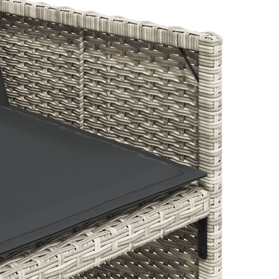 9-delige Tuinset met kussens poly rattan lichtgrijs - Afbeelding 8