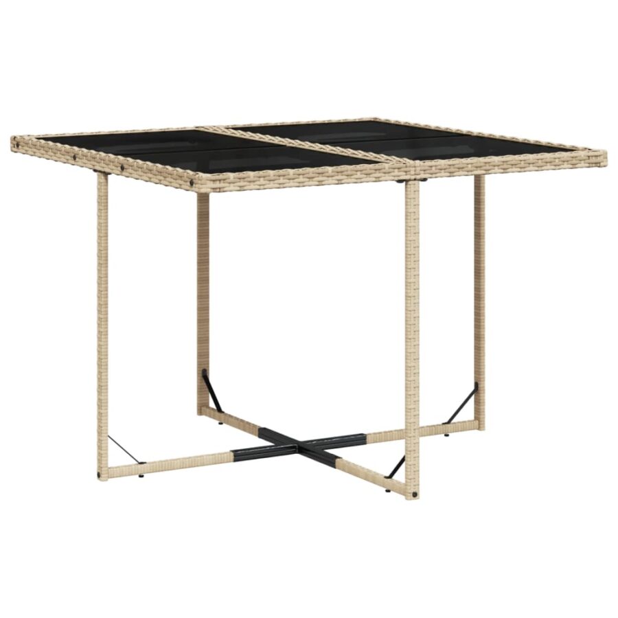 9-delige Tuinset met kussens poly rattan gemengd beige - Afbeelding 3