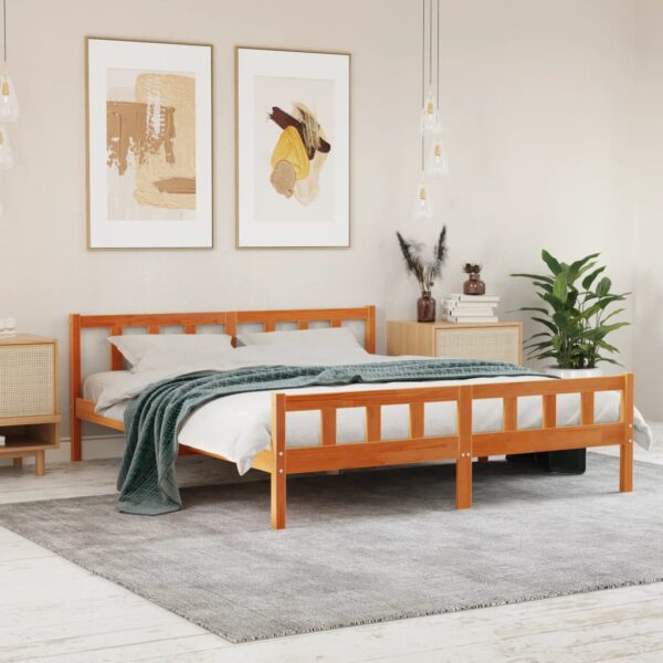 Bedframe zonder matras massief grenenhout wasbruin 180x200 cm
