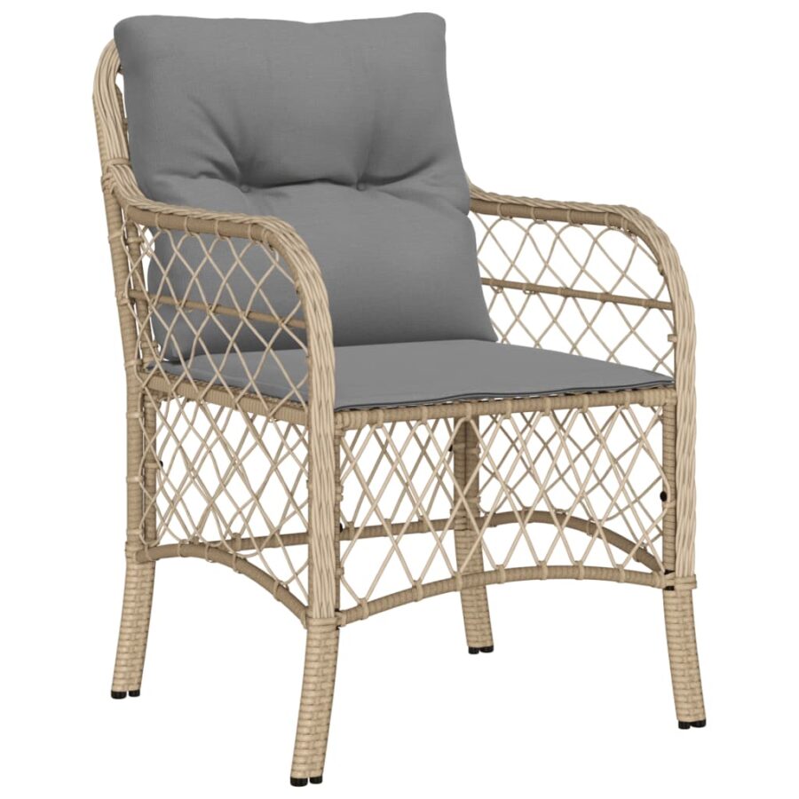 9-delige Tuinset met kussens poly rattan gemengd beige - Afbeelding 3