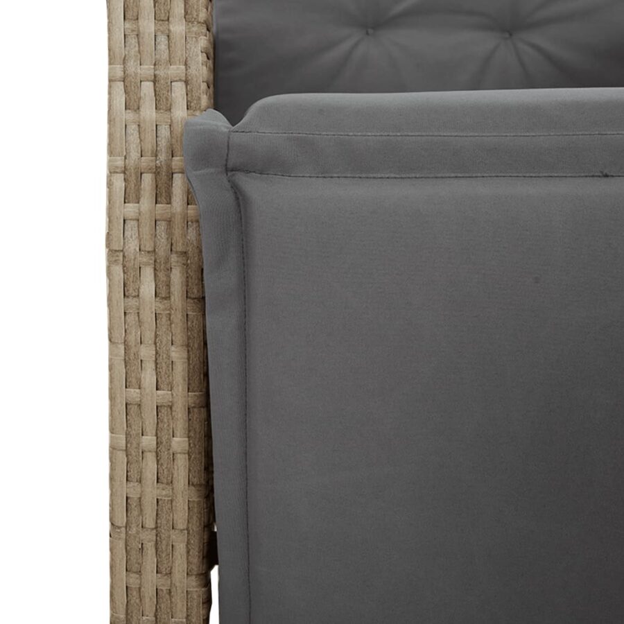 9-delige Tuinset met kussens poly rattan gemengd beige - Afbeelding 9