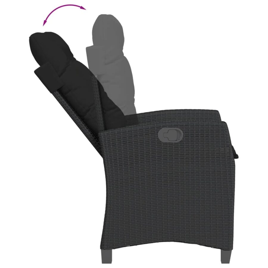 9-delige Tuinset poly rattan zwart - Afbeelding 6