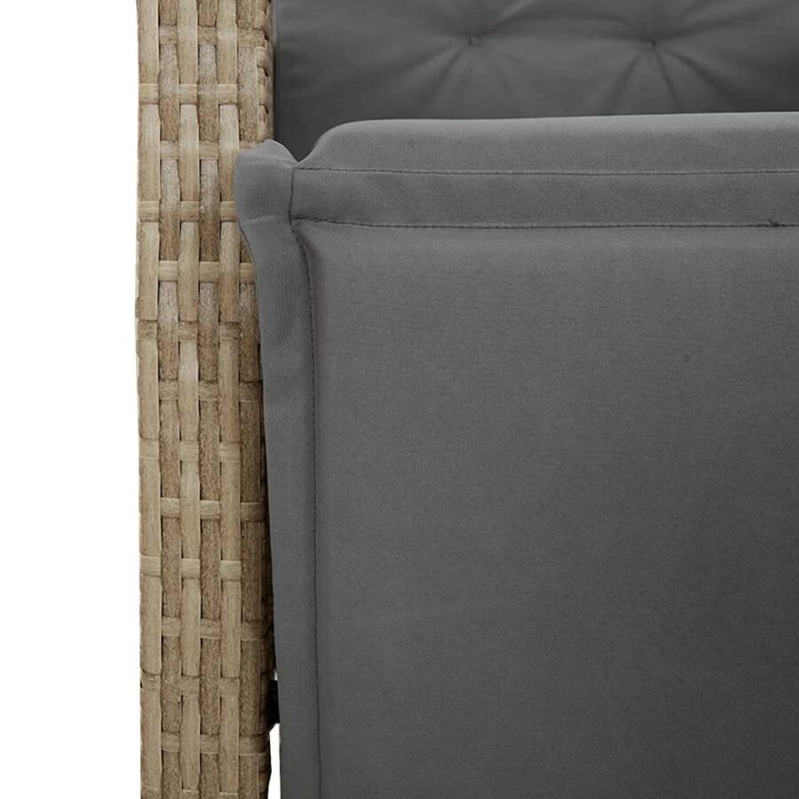 9-delige Tuinset met kussens poly rattan gemengd beige - Afbeelding 6