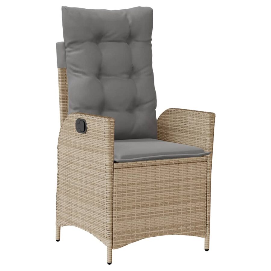 9-delige Tuinset met kussens poly rattan gemengd beige - Afbeelding 3