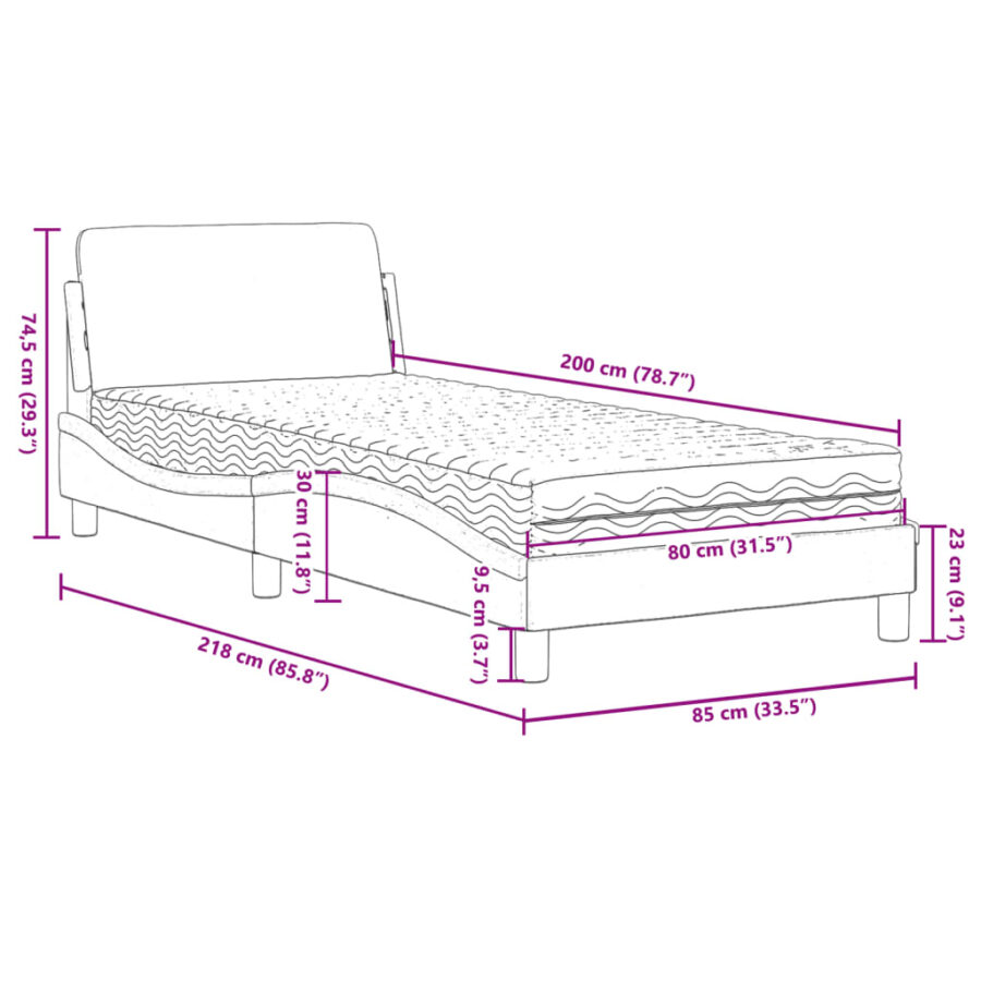 Bed met matras kunstleer cappuccinokleurig 80x200 cm - Afbeelding 9