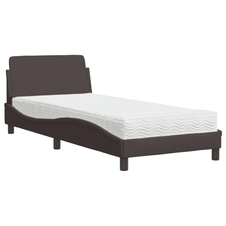 Bed met matras stof donkerbruin 90x200 cm - Afbeelding 2