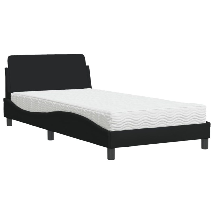 Bed met matras stof zwart 100x200 cm - Afbeelding 2