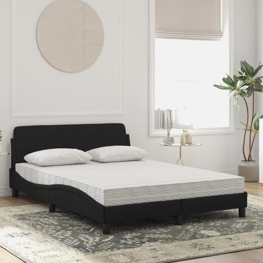 Bed met matras fluweel zwart 120x200 cm - Afbeelding 3