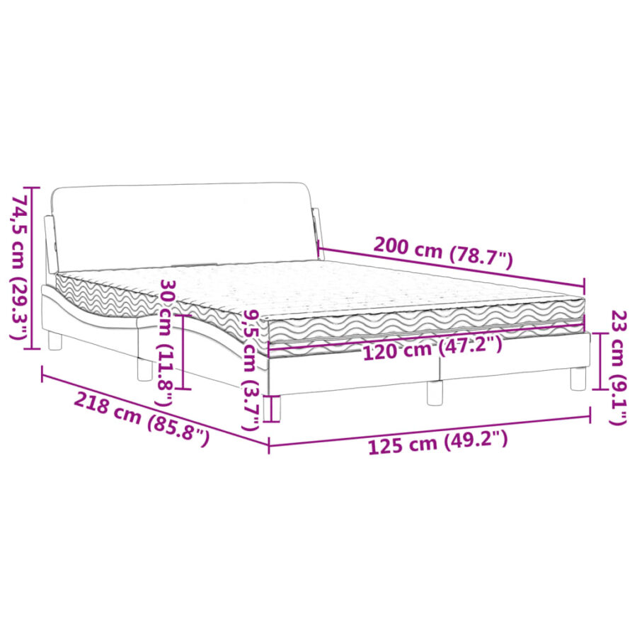 Bed met matras kunstleer grijs 120x200 cm - Afbeelding 9