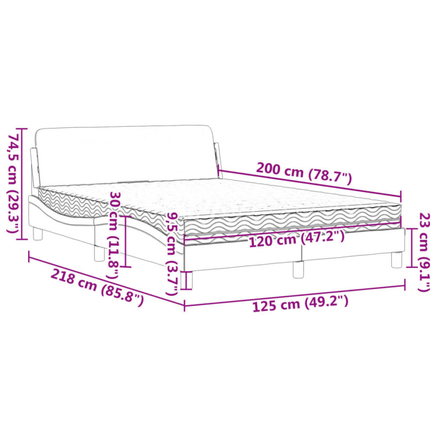 Bed met matras kunstleer zwart en wit 120x200 cm - Afbeelding 10