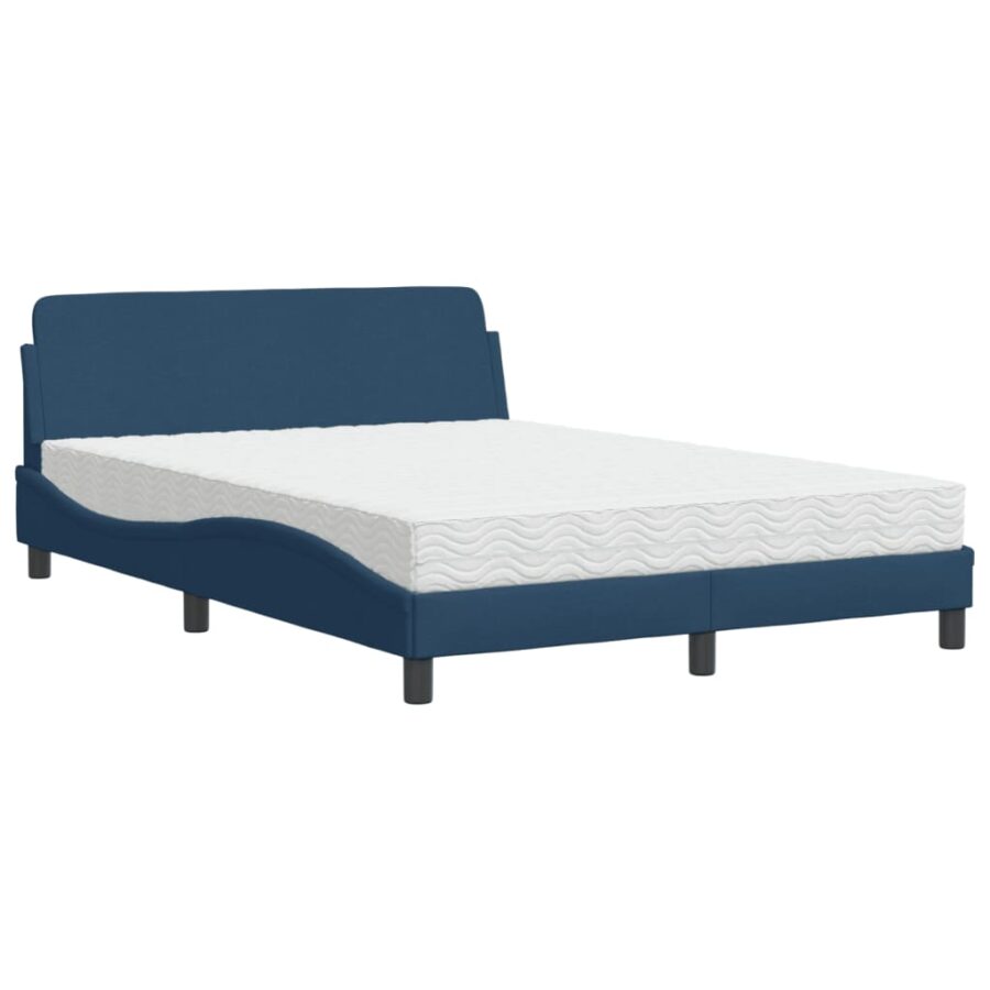 Bed met matras stof blauw 140x190 cm - Afbeelding 2