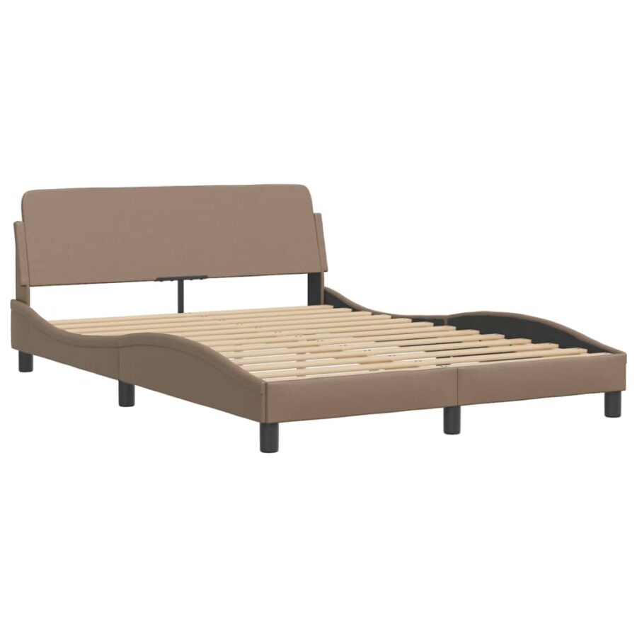 Bed met matras kunstleer cappuccinokleurig 140x190 cm - Afbeelding 4