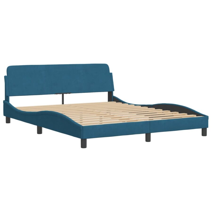 Bed met matras fluweel blauw 160x200 cm - Afbeelding 4