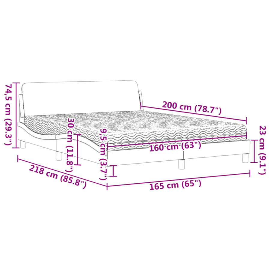 Bed met matras kunstleer bruin 160x200 cm - Afbeelding 9