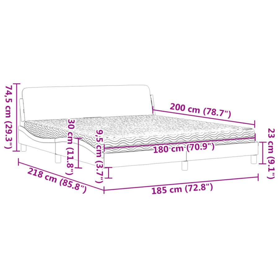 Bed met matras kunstleer zwart en wit 180x200 cm - Afbeelding 10