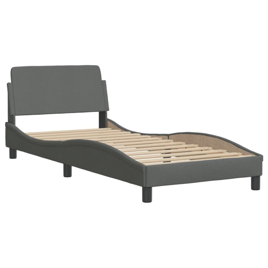 Bed met matras stof donkergrijs 90x190 cm - Afbeelding 4