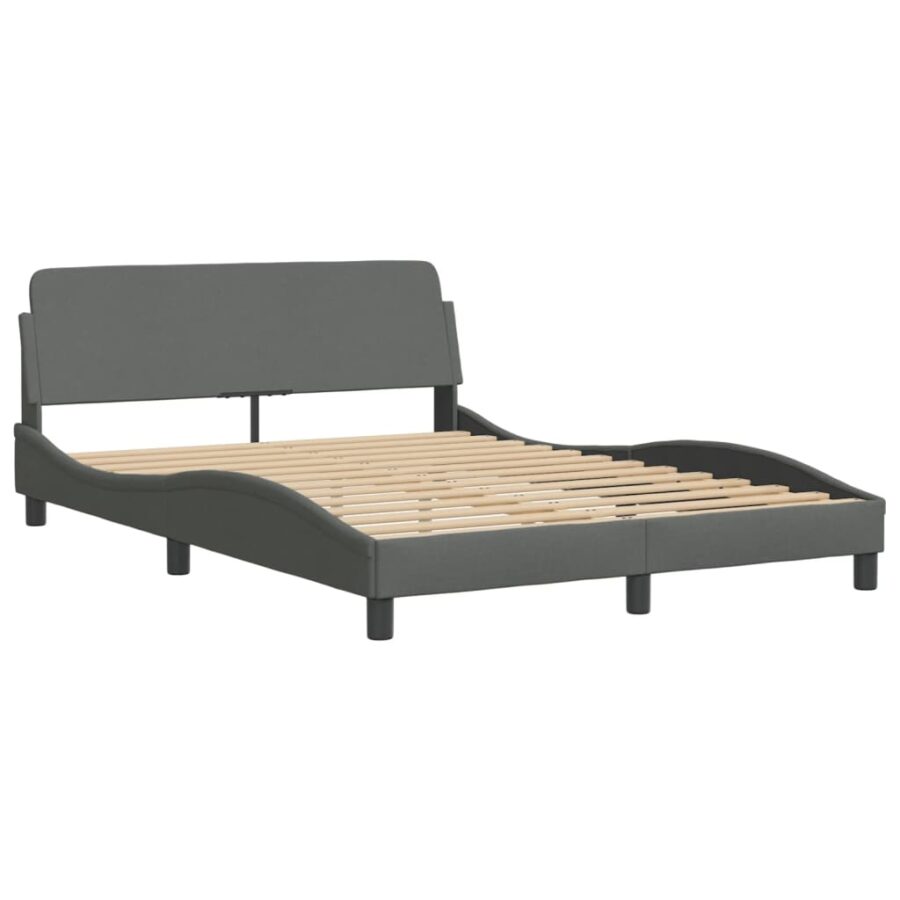 Bed met matras stof donkergrijs 140x190 cm - Afbeelding 4
