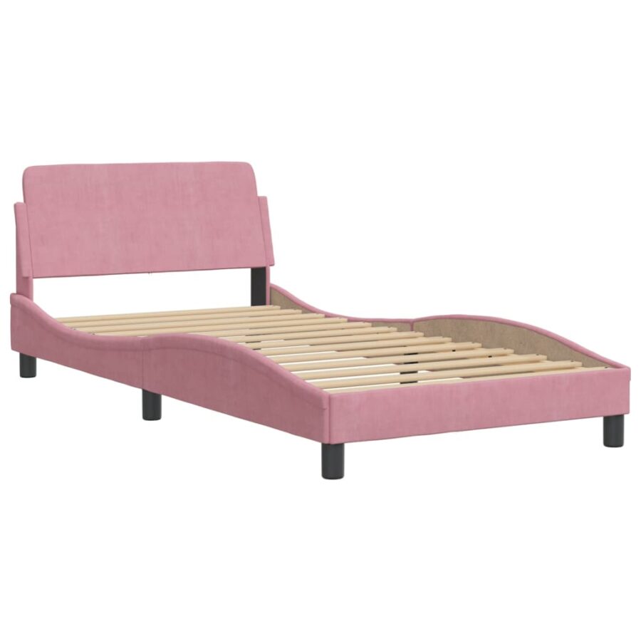 Bed met matras fluweel roze 100x200 cm - Afbeelding 4