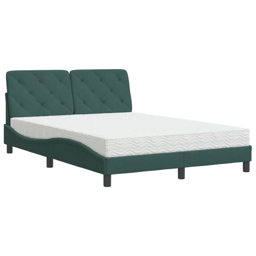 Bed met matras fluweel donkergroen 120x200 cm - Afbeelding 2
