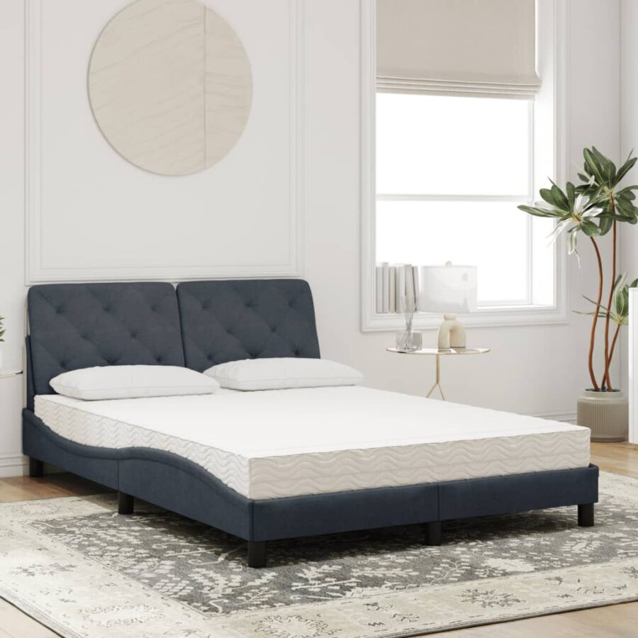 Bed met matras fluweel donkergrijs 140x190 cm - Afbeelding 3