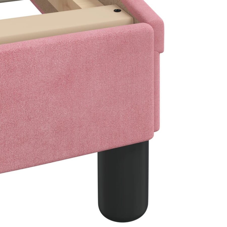 Bed met matras fluweel roze 160x200 cm - Afbeelding 7