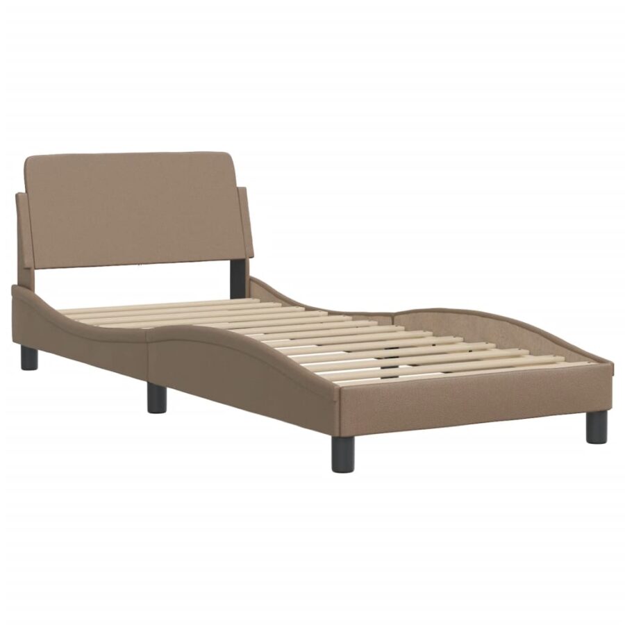 Bed met matras kunstleer cappuccinokleurig 80x200 cm - Afbeelding 4