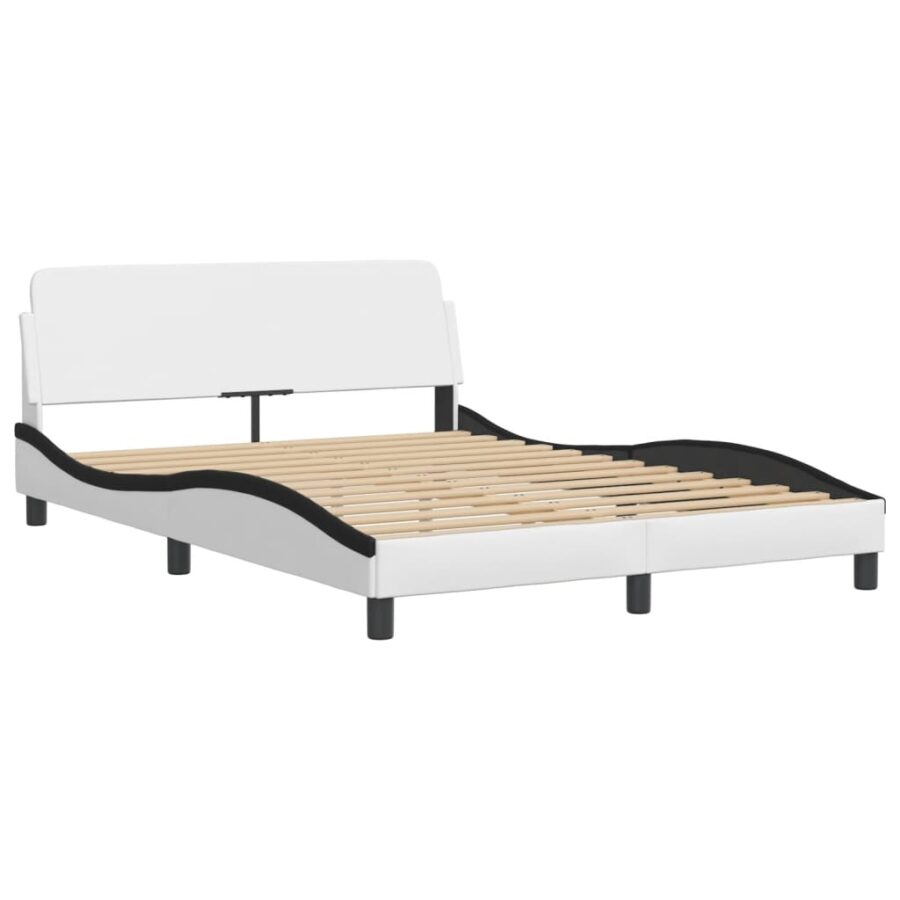 Bed met matras kunstleer zwart en wit 120x200 cm - Afbeelding 4